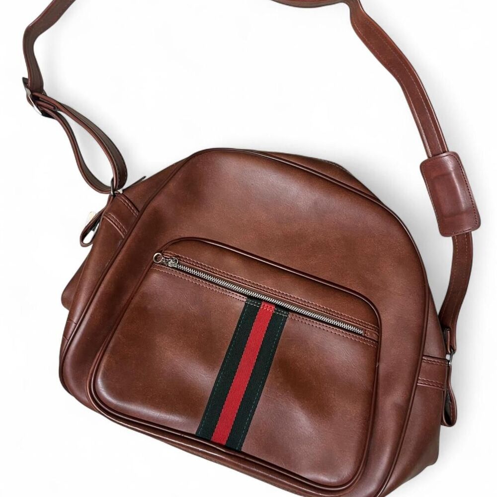 Vintage Interpur Designer Collection Brown Faux Leather Crossbody Travel Bag